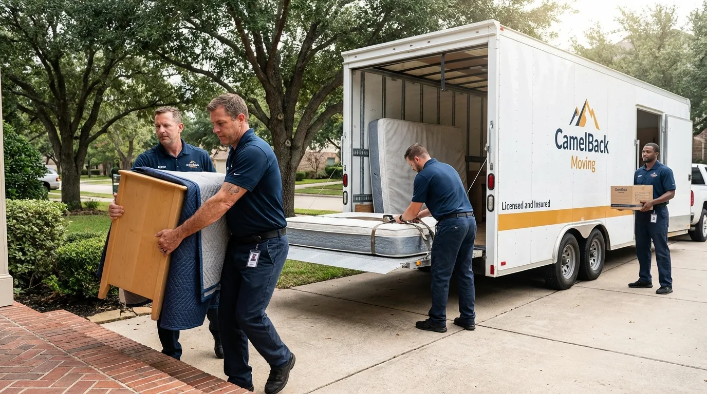 Crew loading residential truck for cross-state move from Ontonagon, MI