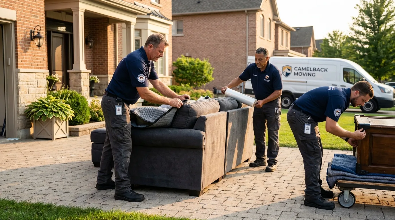 Large estate moving crew wrapping furniture in Ontonagon, MI